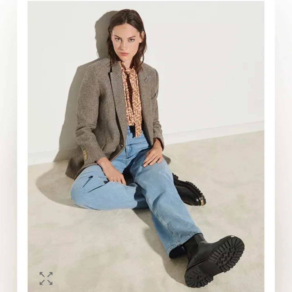 Sandro  “Paule” Sequin Herringbone Blazer Brown Tweed Statement Jacket 2 / M / 6 - Picture 3 of 12